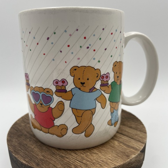 Vintage 80s Teddy Bear Aerobics Dance Legwarmers Sunglasses Mug - Dopamine Decor - Picture 1 of 10